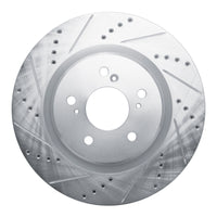 R1 Concepts R1 2021-2025 Acura TLX Front Left Drilled & Slotted Silver Brake Rotor