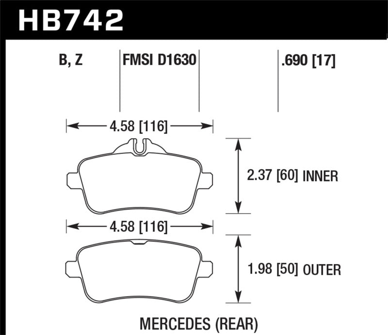 Hawk Performance Hawk 14-15 Mercedes M Class / 12-13 Mercedes ML350 Performance Ceramic Rear Brake Pads