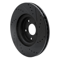 R1 Concepts R1 2013-2025 Infiniti Q50 Front Left Drilled & Slotted Black Brake Rotor