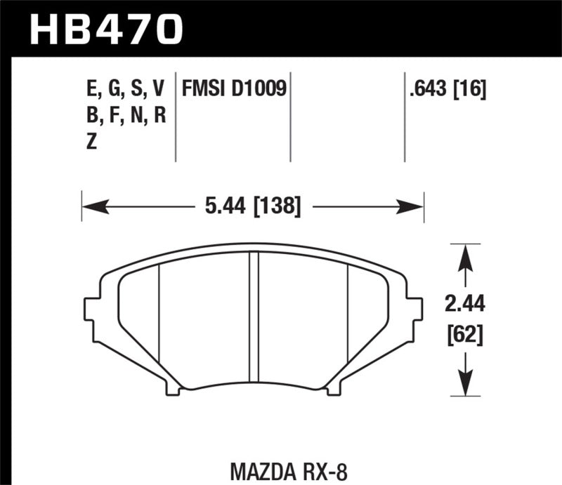 Hawk Performance Hawk 05-11 Mazda RX-8 1.3L 40th Anniversary Edition Front ER-1 Brake Pads