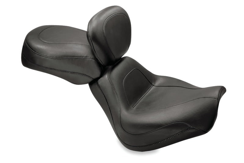 Mustang Motorcycle Mustang 00-07 Harley Softail Deuce Sport Touring Solo Seat w/Driver Backrest - Black