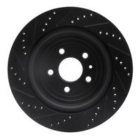 R1 Concepts R1 13-19 Ford Flex Rear Right Drilled & Slotted Black Brake Rotor