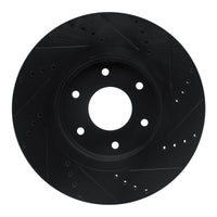 R1 Concepts R1 05-07 Infiniti QX56 Front Left Drilled & Slotted Black Brake Rotor