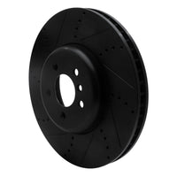 R1 Concepts R1 2009-2017 BMW 550I GT xDrive Left Front Drilled & Slotted Black Brake Rotor