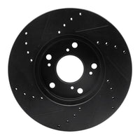 R1 Concepts R1 06-15 Honda Civic Front Right Drilled & Slotted Black Brake Rotor