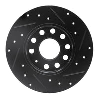 R1 Concepts R1 05-13 Audi A3 Rear Left Drilled & Slotted Black Brake Rotor