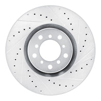 R1 Concepts R1 00-03 BMW M5 Left Front Drilled & Slotted Silver Brake Rotor