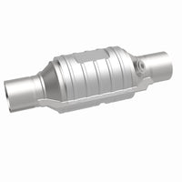 MagnaFlow Univ Conv 2in In/Out Ctr/Ctr Round 9in Body L x 5.125in W x 13in Overall L Single O2 Port