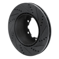 R1 Concepts R1 06-25 American Coach Patriot Rear Left Drilled & Slotted Black Brake Rotor