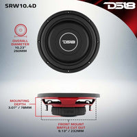 DS18 10in 200 Watts RMS 4 ohm DVC Shallow Mount Subwoofer