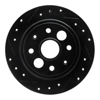 R1 Concepts R1 86-89 Acura Integra Rear Left Drilled & Slotted Black Brake Rotor