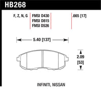 Hawk Performance Hawk 03-04 G35/03-05 G35X/ 02-05 350z w/o Brembo HPS Street Front Brake Pads