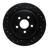 R1 Concepts R1 15-24 Ford Fusion Rear Left Drilled & Slotted Black Brake Rotor