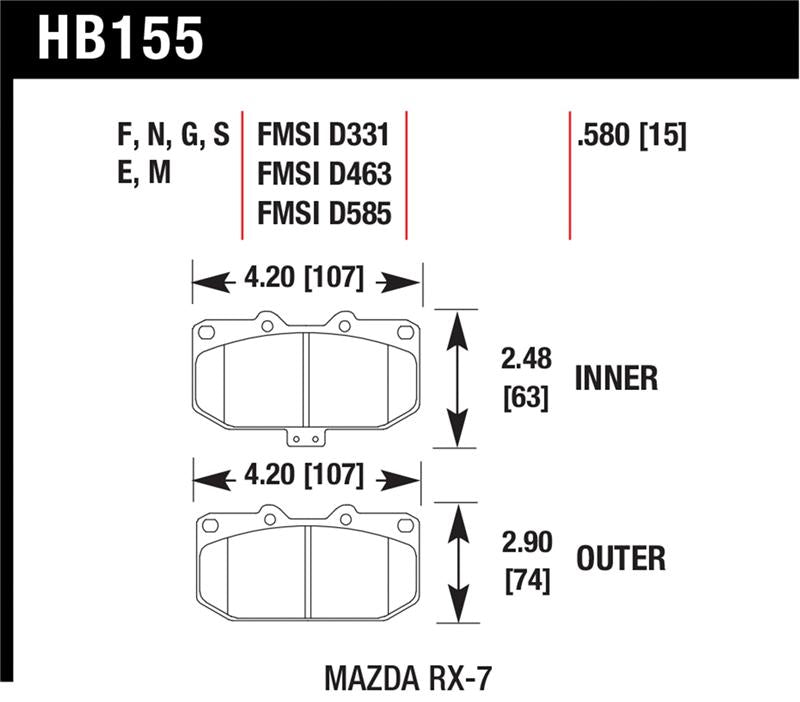 Hawk Performance Hawk 86-95 Mazda RX-7 DTC-60 Race Front Brake Pads