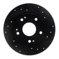 R1 Concepts R1 2016-2025 Honda Civic Hatchback Rear Right Drilled & Slotted Black Brake Rotor