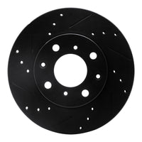 R1 Concepts R1 90-00 Honda Civic Wagon Front Left Drilled & Slotted Black Brake Rotor