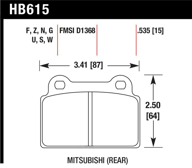 Hawk Performance Hawk 2008-2014 Mitsubishi Lancer Evo (1-piece front rotor) High Perf. Street 5.0 Rear Brake Pads