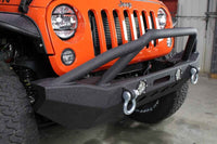 Fishbone Offroad 07-18 Jeep Wrangler Front Winch Bumper W/LEDs Full Width - Blk Textured Powdercoat
