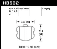 Hawk Performance Hawk 06-10 Chevy Corvette (OEM Pad Design) Rear Performance Ceramic Sreet Brake Pads