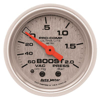 Autometer Ultra-Lite 52mm 60cm/HG-2.0Bar Mechanical Vacuum/Boost Gauge