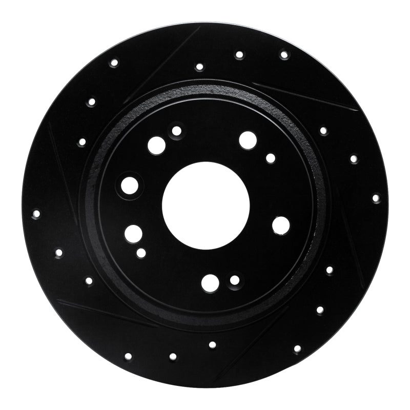 R1 Concepts R1 02-04 Acura RL Rear Left Drilled & Slotted Black Brake Rotor