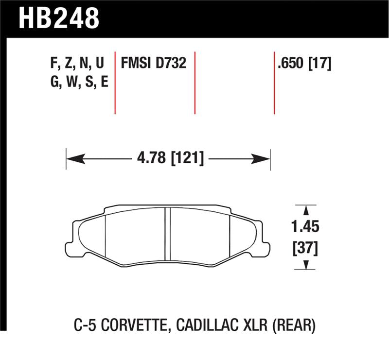 Hawk Performance Hawk 97-06 Corvette (incl C5 Z06) Performance Ceramic Street Rear Brake Pads