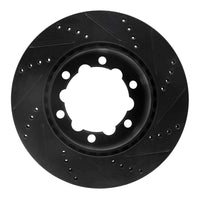 R1 Concepts R1 06-25 American Coach Patriot Rear Left Drilled & Slotted Black Brake Rotor