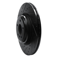 R1 Concepts R1 09-19 BMW 750LI Rear Left Drilled & Slotted Black Brake Rotor