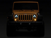 Raxiom 07-18 Jeep Wrangler JK 7-In LED Headlights- Black Housing (Clear Lens)