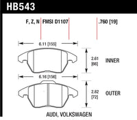 Hawk Performance Hawk Audi A3/TT / VW EOS / Golf / Jetta / Passat / Rabbit DTC-60 Front Race Brake Pads