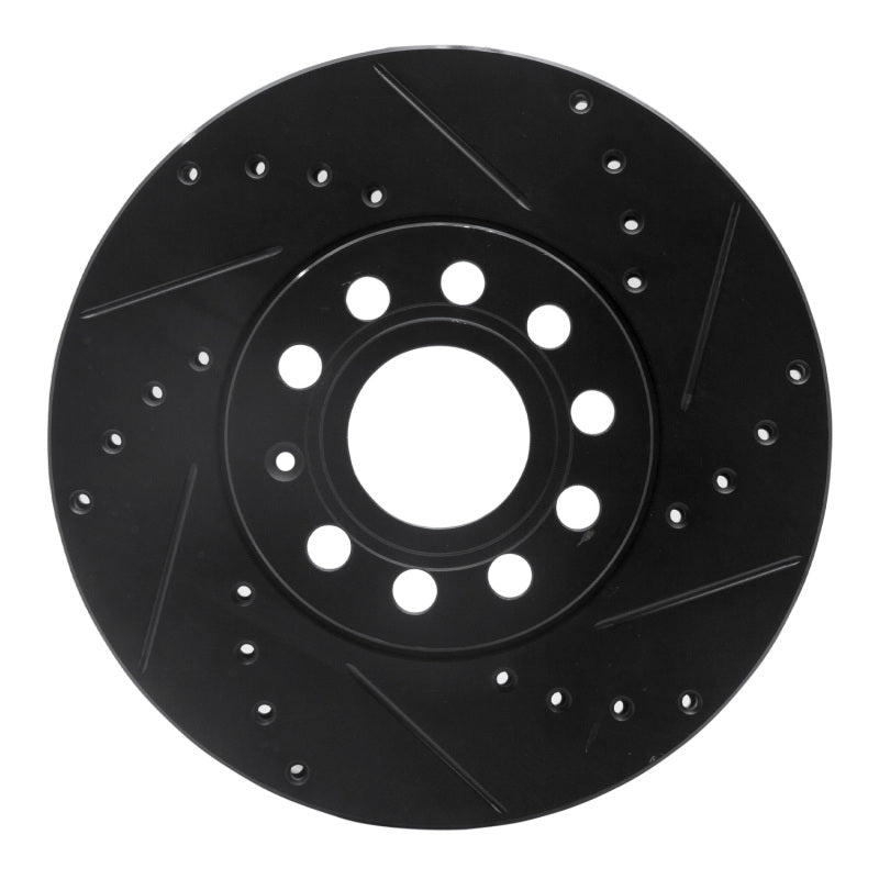 R1 Concepts R1 05-25 Audi A3 (Mexico) Front Right Drilled & Slotted Black Brake Rotor