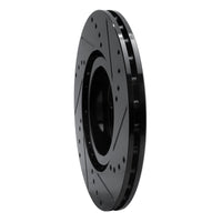 R1 Concepts R1 2012-2019 Fiat 500E Front Left Drilled & Slotted Black Brake Rotor