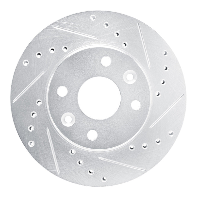 R1 Concepts R1 94-00 Kia SPECTRA Front Right Drilled & Slotted Silver Brake Rotor