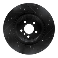 R1 Concepts R1 09-19 BMW 750LI Rear Left Drilled & Slotted Black Brake Rotor