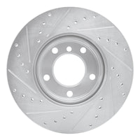 R1 Concepts R1 96-03 BMW 528I Front Right Drilled & Slotted Silver Brake Rotor