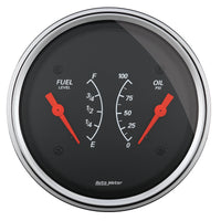 AutoMeter Gauge Dual Fuel & Oilp 3-3/8in. 240 Ohm(e) to 33 Ohm(f) & 100PSI Elec Designer Black