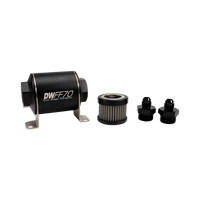 DeatschWerks Stainless Steel 6AN 10 Micron Universal Inline Fuel Filter Housing Kit (70mm)