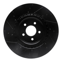 R1 Concepts R1 07-14 Ford Mustang Front Right Drilled & Slotted Black Brake Rotor