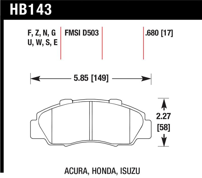 Hawk Performance Hawk 97-01 Honda Prelude HP+ Street Front Brake Pads