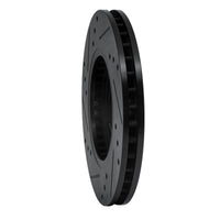 R1 Concepts R1 85-12 Nissan D21 Pickup RWD (4 Cyl Excl HD) Front Right Drilled & Slotted Black Brake Rotor