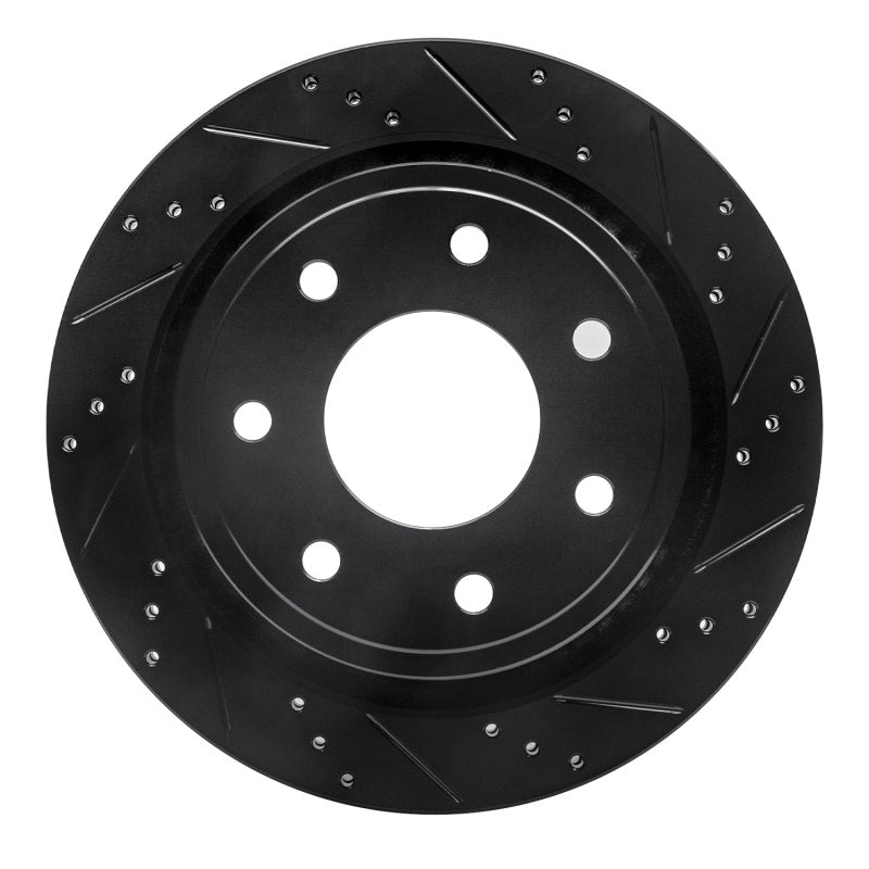 R1 Concepts R1 12-14 Ford F-150 RWD Rear Right Drilled & Slotted Black Brake Rotor