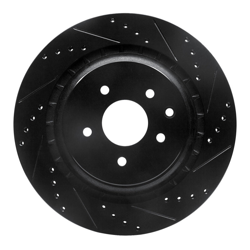 R1 Concepts R1 08-25 Infiniti Q60 Rear Right Drilled & Slotted Black Brake Rotor