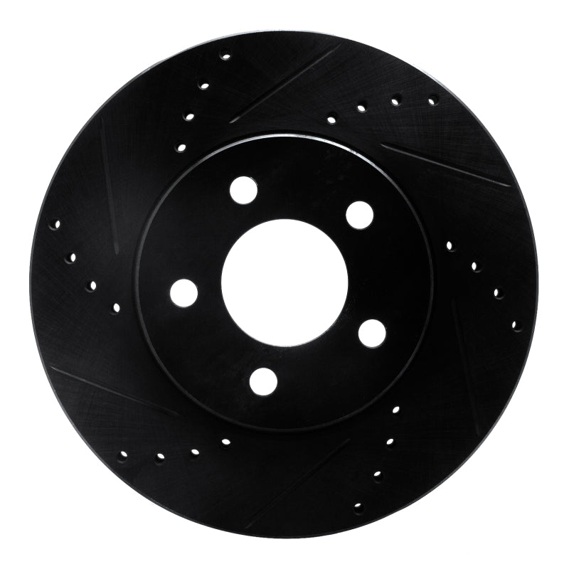 R1 Concepts R1 05-10 Ford Mustang Front Left Drilled & Slotted Black Brake Rotor