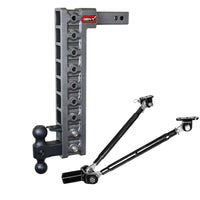 GEN-Y Hitch Gen-Y Mega Duty 2in Shank 20in Drop 10K Hitch w/Dual-Ball/Pintle Lock/Stabilizer Kit