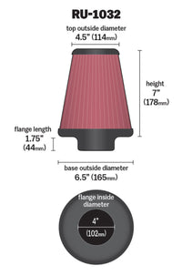 K&N Engineering K&N Universal Clamp-On Air Filter 4in FLG / 6-1/2in B / 4-1/2in T / 7in H
