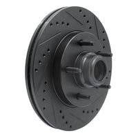 R1 Concepts R1 97-99 Ford F-150 RWD Front Right Drilled & Slotted Black Brake Rotor