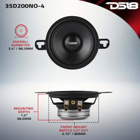 DS18 3.5in 100 Watts RMS 4 ohm Neodymium Full Range OEM Fitment Dashboard Loudspeakers