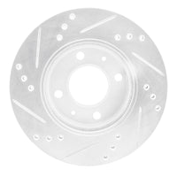 R1 Concepts R1 00-02 Hyundai Accent Front Right Drilled & Slotted Silver Brake Rotor