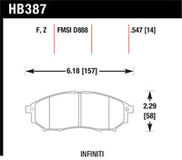Hawk Performance Hawk 06-09 350z/ 05-08 G35 w/o Brembo Performance Ceramic Street Front Brake Pads