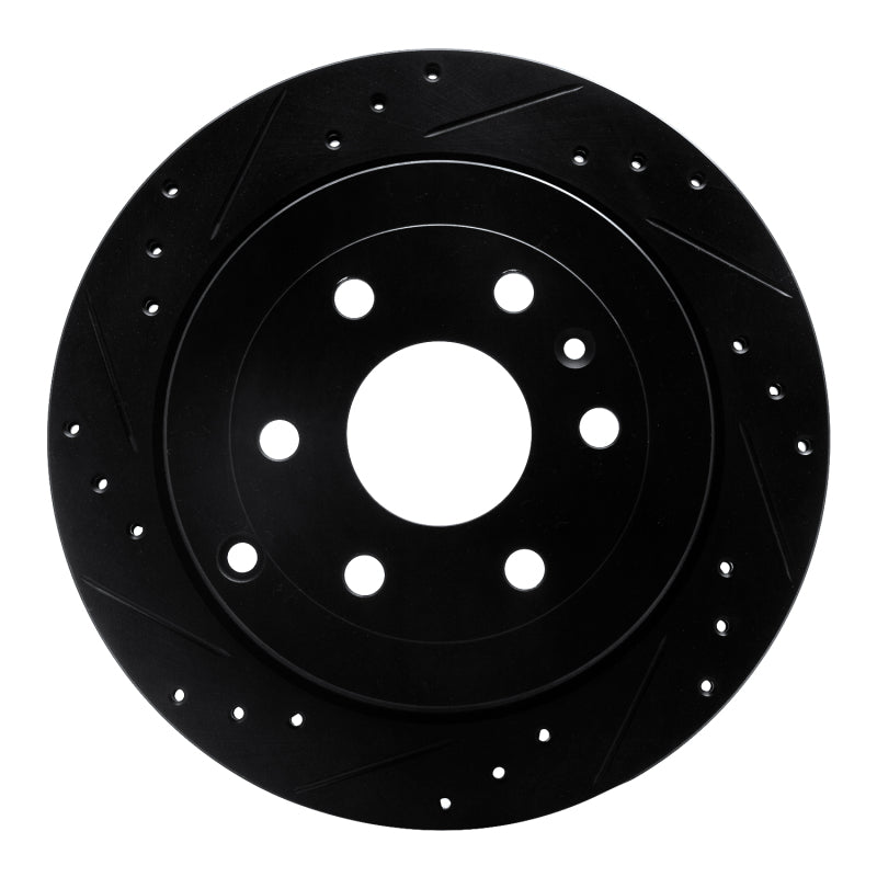 R1 Concepts R1 07-17 Buick Enclave Rear Left Drilled & Slotted Black Brake Rotor
